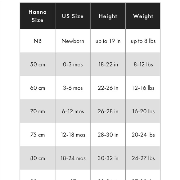 hanna andersson size chart hanna andersson size chart