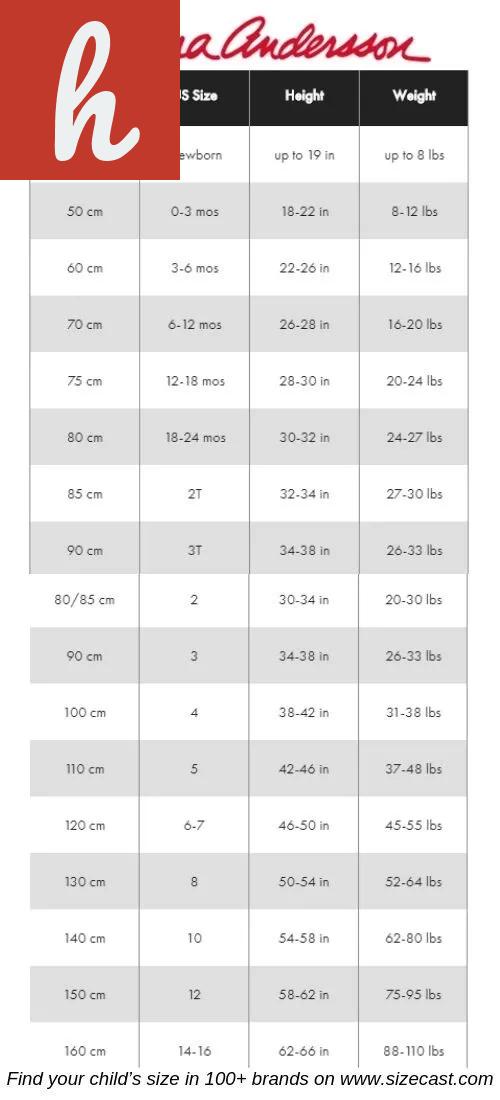 hannah anderson size chart hanna andersson size chart